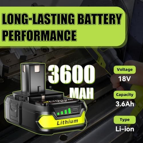 VINIDA 2-Pack 3.6Ah P102 Replacement for Ryobi 18V Battery High Performance P103 P104 P105 P107 P108 Compatible with Ryobi Battery Cordless Power