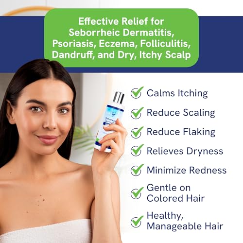 Sulfate Free Shampoo and Conditioner Set for Seborrheic Dermatitis Relief - Severe Dry & Itchy Scalp Treatment with Manuka Honey, Aloe Vera & Coconut Oil - Safe for Color Treated Hair (8 oz)