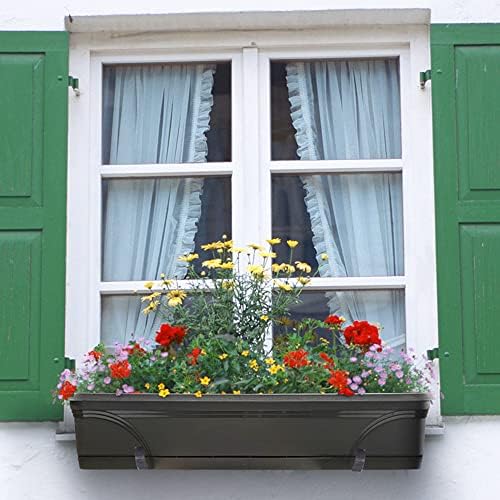 Southern Patio 36 Inch Medallion Weatherproof and Sunray Protected Plastic Hanging Windowsill Garden Box Planter with Drainage Holes, Black