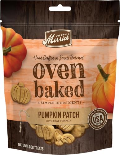 Merrick Oven Baked Dog Treats, Natural and Crunchy Bag of Treats, Pumpkin Patch with Real Pumpkin Snack