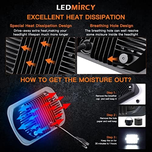 LEDMIRCY 5X7 LED Headlights, H6054 Headlights 7x6 Hi/Low Light 2PCS | Automotive Headlight Rectangular Assemblies 7x6 Replacement Headlamp for Truck Chevy Cherokee Tacoma Ford Van Sedans
