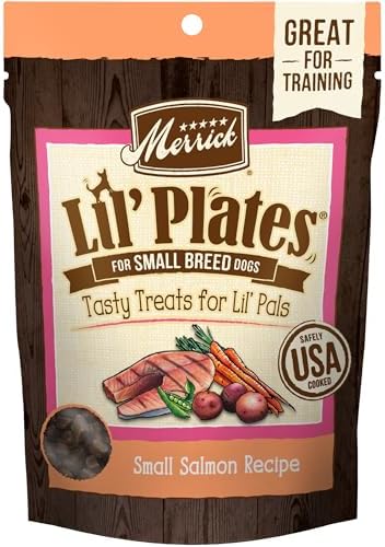 Merrick Lil’ Plates Grain Free Small Dog Treats, Natural Training Treats For Small Dogs, Small Salmon Recipe - 5 oz. Pouch