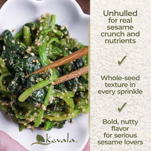 Kevala Organic Toasted Sesame Seeds (Unhulled) - 1 lb, Hummus Ingredient | 16 oz, Nutritious Addition to Gluten Free Snacks