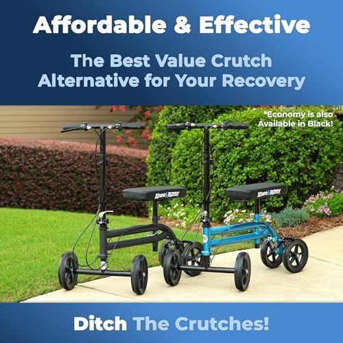 KneeRover Economy Steerable Knee Scooter – Foldable Mobility Aid & Knee Walker with Adjustable Handlebar and Comfortable Knee Pad for Adults (Black) | Knee Walker, For Adults, Foot Surgery & Broken Ankle, Foldable, Crutch Alternative