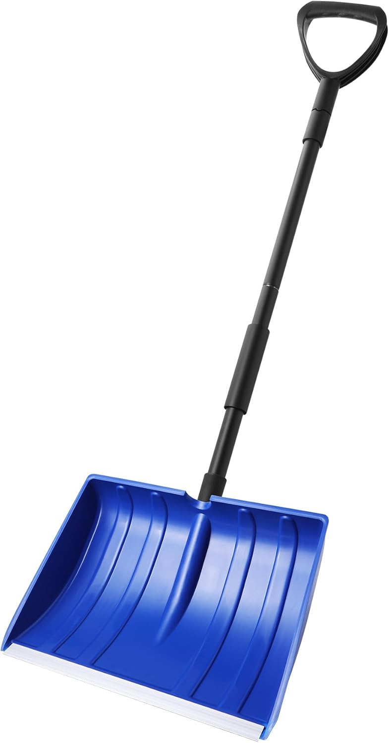 Yocada Snow Shovel for Driveway Home Garage Snow Removal 55 inch Long | with D-Grip Handle Aluminum Strip Large Capacity Shovel for Garden Car