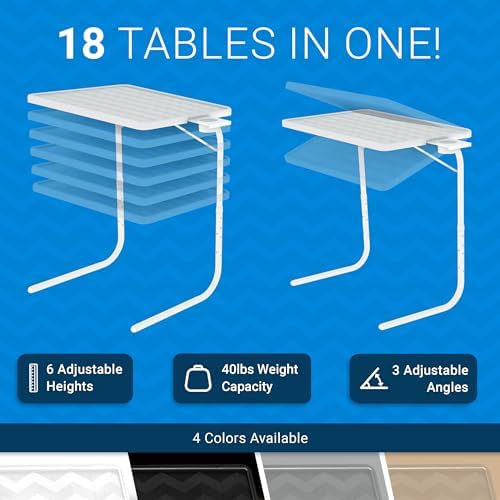 Table-Mate TV Tray Table | Portable Desk Folding Dinner Tray, Couch Table Trays for Eating Snack Food, Portable Laptop Desk, Bed Trays for Eating | Adjustable TV Trays with 3 Angles and Cup Holder