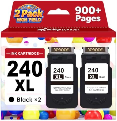 240XL Black Ink Cartridge Replacement for Canon 240xl 240 PG-240 XL PG240XL for Canon MG3620 Ink Cartridges PIXMA MG3600 MG3520 MG3222 TS5120 TS5100