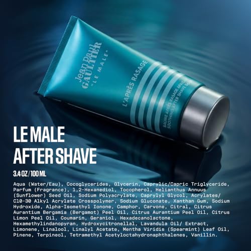 Jean Paul Gaultier Le Male Soothing Aftershave Balm - Cologne Scented Post Shave Balm for Men with Fresh Mint