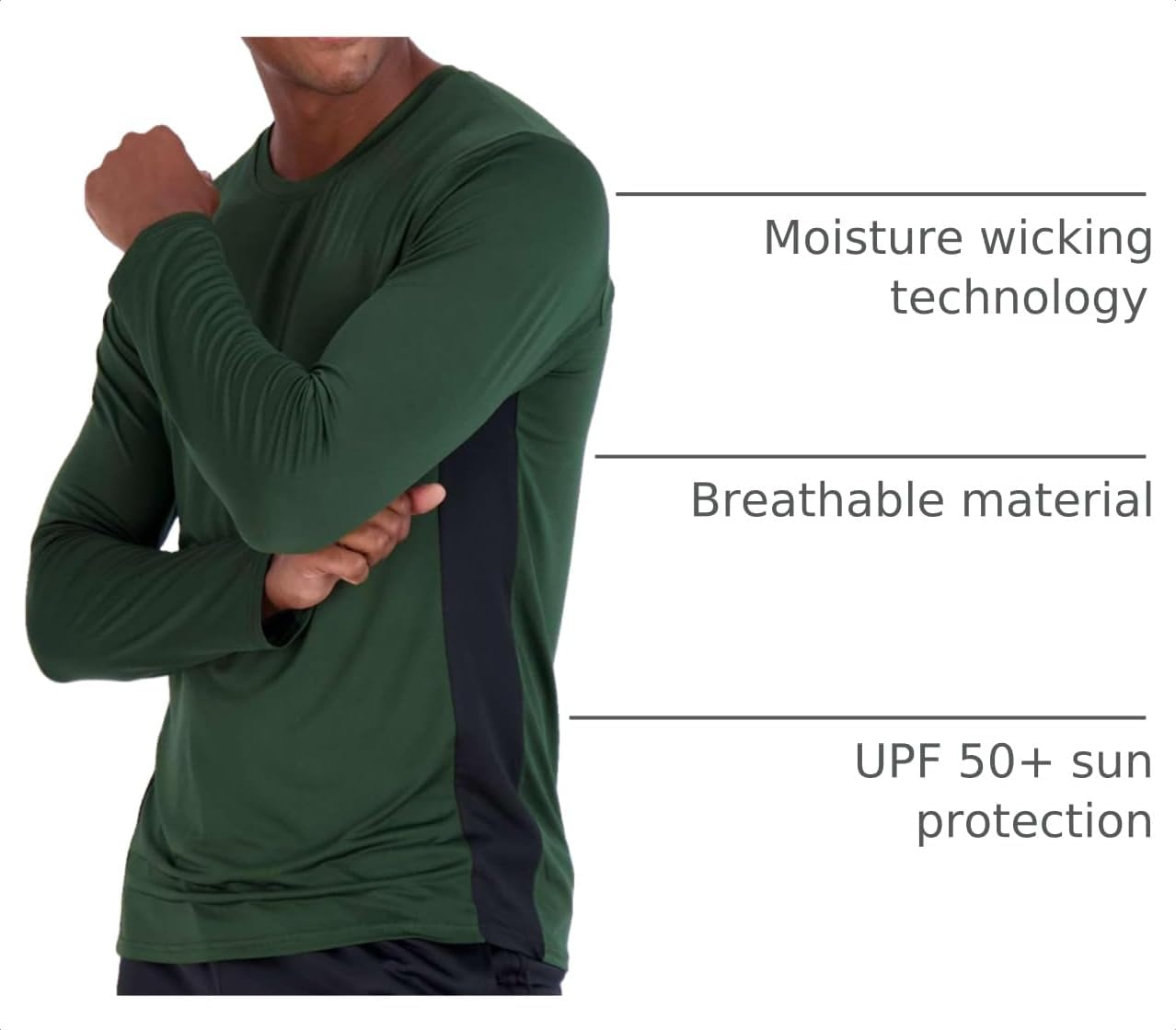 4 Pack Men's Dry Fit Long Sleeve Workout Shirts Gym Athletic Tee Fishing