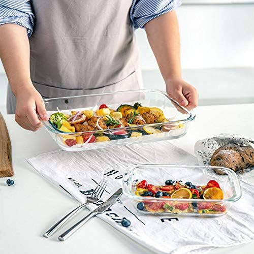 M MCIRCO 8 Piece Deep Glass Baking Dish with Lids, BPA free,Gray