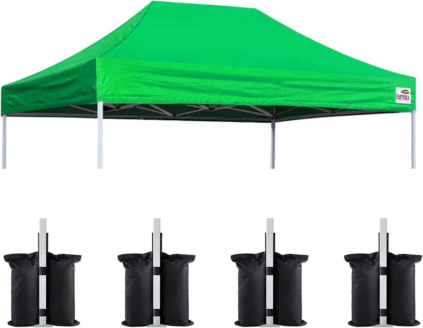 Eurmax USA 10x10 Pop Up Canopy Replacement Top,Universal Instant Canopy Cover ONLY,Heavy Duty UPF 50+ UV Protection,Water & Wind Resistant Tarp,30+ Colors Available,Bonus 4 Sand Bags (White)