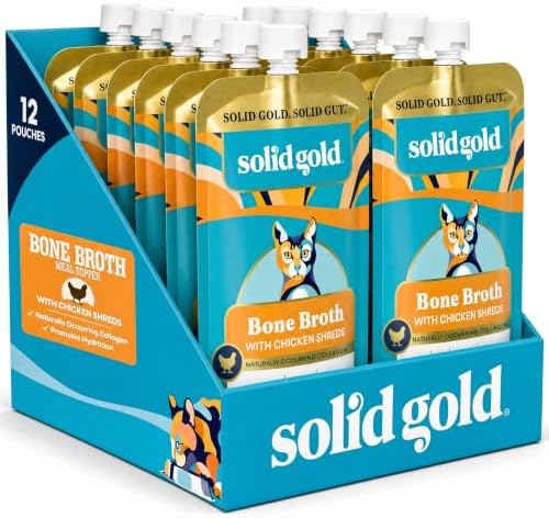 Solid Gold Bone Broth Cat Food Topper, Tuna, Lickable Pouches, 12ct