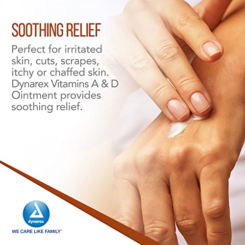 Dynarex Vitamins A & D Ointment, Ointment with Vitamin A and Vitamin D Skin Protectant, for Diaper Rash and Discomfort, White