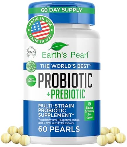 Probiotics for Women & Men - Probiotic & Prebiotics 60-Day Supply | Earth's Pearl - BIO-Tract® Time-Release - 4 Billion CFU - Gut Health Support