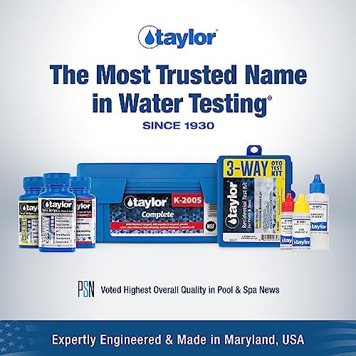 Taylor K-1004 DPD, 6-in-1 Pool Test Kit for for Free & Total Chlorine, Bromine, pH, Acid Demand, Total Alkalinity, 100+ Tests