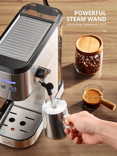 UDI Espresso Machine, 20 Bar High Pressure Professional Espresso Maker | with Milk Frother, Compact Stainless Steel Coffee Machine for Cappuccino