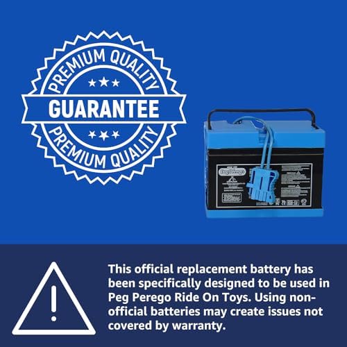 Peg Perego Official 12 Volt Replacement Battery for Ride on Toys. All Season Performance. Works with John Deere, Polaris