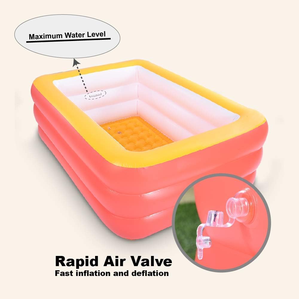 Inflatable Swimming Pool for Kids, 59" X 45" X 20" Kiddie Pools with Inflatable Soft Floor, Durable Blow Up Pools for Backyard