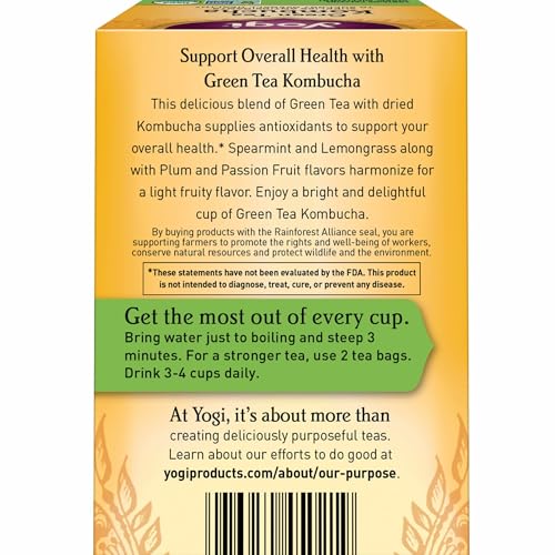 Yogi Tea - Green Tea Kombucha (6 Pack) - Supplies Antioxidants to Support Overall Health - Contains Caffeine - 96 Organic Green Tea Bags
