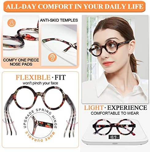 MARE AZZURO Round Reading Glasses 2.5 Women Stylish Readers 0 1.00 1.25 1.50 1.75 2.00 2.25 2.50 2.75 3.00 3.50 4.00 5.00 6.00 (Black 250)