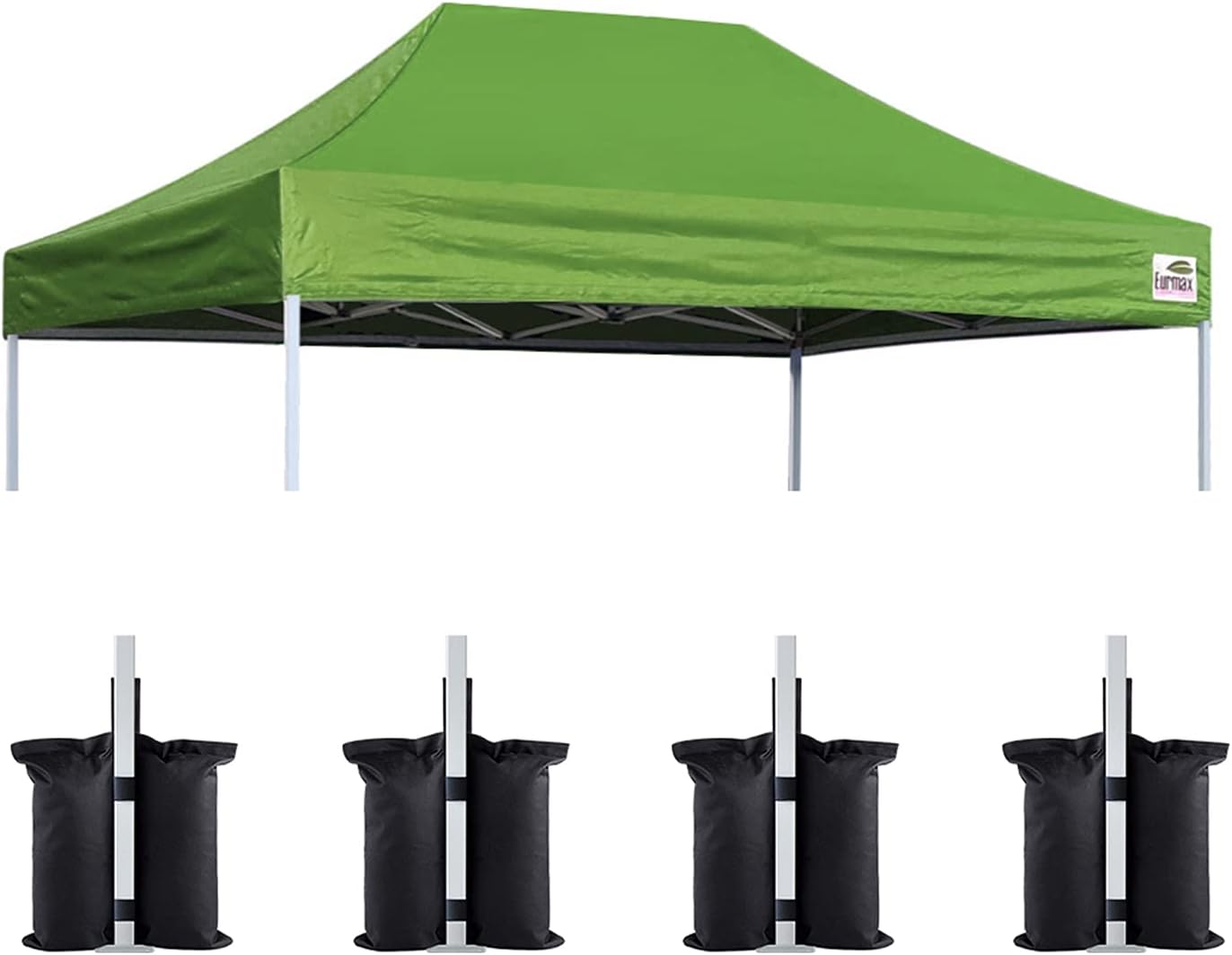 Eurmax USA 10x10 Pop Up Canopy Replacement Top,Universal Instant Canopy Cover ONLY,Heavy Duty UPF 50+ UV Protection,Water & Wind Resistant Tarp,30+ Colors Available,Bonus 4 Sand Bags (White)