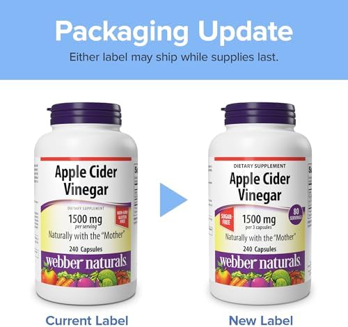 Webber Naturals Apple Cider Vinegar Capsules 1500mg, 240 Capsules