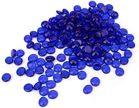 [18 Pound] Fire Glass Beads Fireglass Drops for Gas Fire Pit Fireplace Cobalt Blue Luster Reflective Decorative Glass Gems Rocks Pebbles Stone for