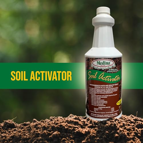 Medina Liquid Soil Activator, Liquid Fertilizer, 1 Quart | Indoor & Outdoor Plants, Promotes Root Growth, Balances Soil Compaction