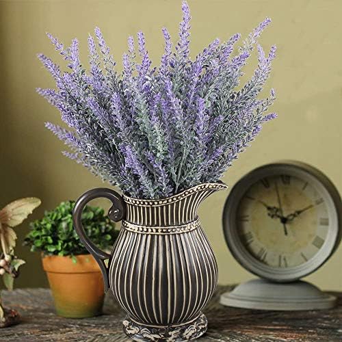 GTIDEA 4pcs Artificial Lavender Flowers Faux Purple Flocked Plastic Flowers | Artificial Flowers for Home Wedding Kitchen Garden Patio Window Box Office Table Centerpieces Indoor Outdoor Décor