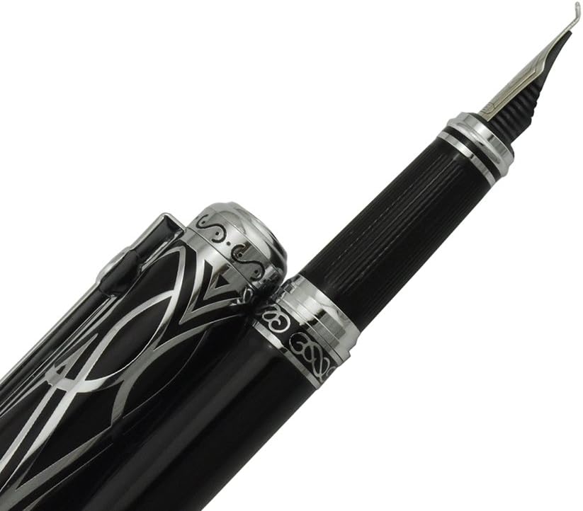 Duke Fude Nib Fountain Pen Medium to Broad Nature Mother Pearl on Cap with Pen Pouch sketching Art Drawing Signature Calligraphy Pen Case Set