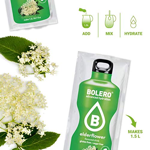 Bolero- Sugar Free Drink Mix Packets Elderberry Fruit Flavors | Powdered Flavored Water Packets | 12 Large Sachet On The Go Packets