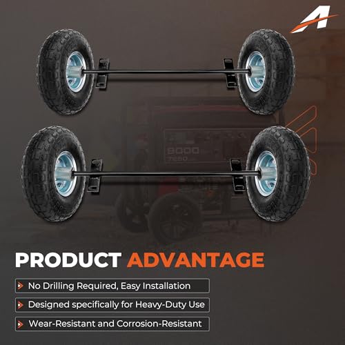 10-Inch Pneumatic Tires Generator Wheel Kit (4 PCS) Compatible with Harbor Freight Predator 6500 8750 9000 Watts, Heavy Duty All-Terrain Cart Wheels