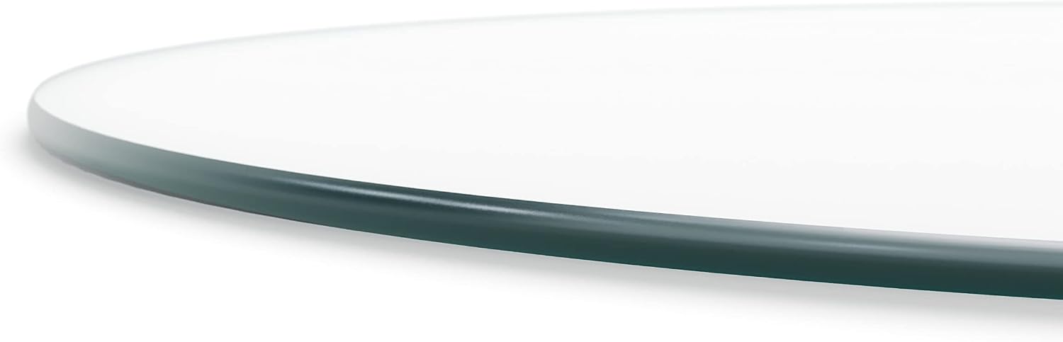 The Better Bevel 12 inch Round Glass Table Top - Clear Tempered Glass Surface Protector - Safe Pencil Polished Edge - Coffee, Dining and End Table