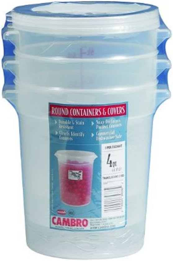 Cambro 2-Quart Round Food-Storage Container with Lid, Set of 3