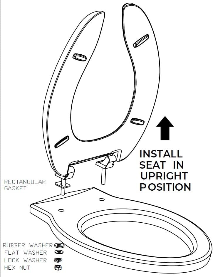 Centoco Toilet Seat Elongated, Commercial, Heavy Duty, SS Hardware, Black | Heavy Duty Hinge, Closed Front, Cover, Plastic, Stainless Steel Hardware, Made in the USA, ‎DS800STS-407