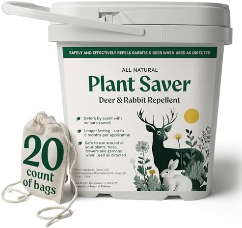 Deer & Rabbit Repellent – All Natural Scent-Based Animal Protection – Safe for Pets & Plants – Long-Lasting Up to 6 Months – Repels Elk, Moose & Rodents – 2 lbs with 10 Refillable Bags