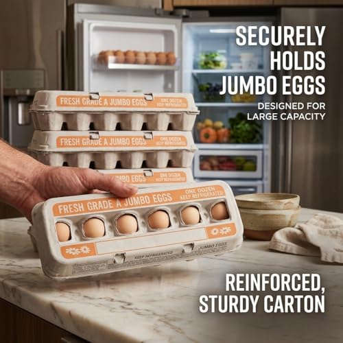 FarmTek Jumbo Egg Cartons – 200 Count, Molded Fiber Bulk Pack | Secure Jumbo Egg Storage, Durable Molded Fiber, Protective Natural Finish