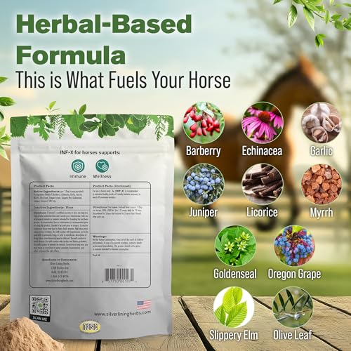 INF-X Horse Immune Booster Supplement - 1 lb | Horse Immune Booster, Garlic, Goldenseal, Myrrh & Olive Leaf, Cellular & Natural Defense Support, 1 lb