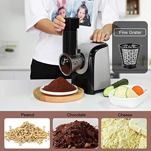 Electric Cheese Grater and Slicer Shredder for Kitchen, 150W 5 Cones | Salad Maker Grates slices shreds cheese vegetables fruits nuts