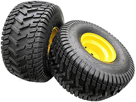 Marastar 20808-PK Tubeless Pneumatic 20x8.00-8 Tire and Wheel Assembly, Replacement Rear Tire for John Deere Riding Mowers, Turf Traction Tread