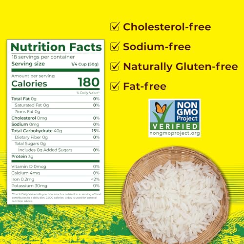 Golden Star Thai Hom Mali White Jasmine Rice - Prime Grade White Rice - 10 lb Bag | Prime Grade White Rice - Great for Gumbo, Curries & More - Cook in Microwave or on Stove Top
