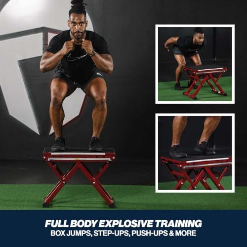 Titan Fitness Adjustable Steel Plyometric Box, 12", 16", 20" & 24" Height Settings, Heavy-Duty Plyo Jump Box for Box Jumps, Step-Ups, Agility