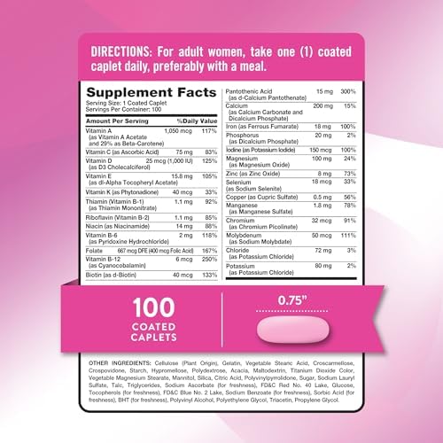 Nature's Truth Women's 50+ Multivitamin Caplets | 100 Count | with Vitamin A, C, D, E and Zinc | Non-GMO & Gluten Free Supplement