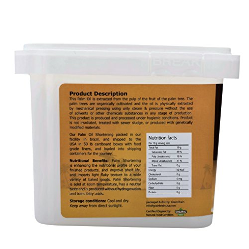 Grain Brain Organic Palm Shortening (24 oz) Pure and Natural, Sustainable Certified,Non-Hydrogenated