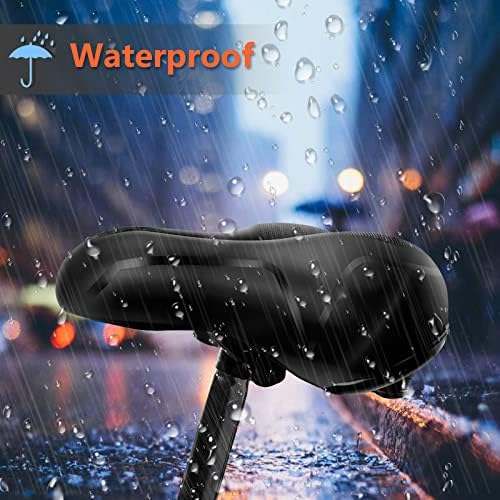 Comfort Bike Seat for Women Men,Wide Bicycle Saddle Replacement Memory Foam Padded Soft Bike Cushion with Dual Shock Absorbing Universal Fit for Indoor/Outdoor Bikes with Reflect
