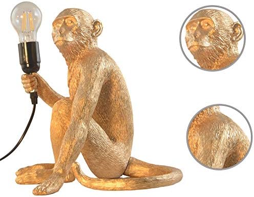 Golden Monkey Table Lamp, LongTN LED Resin Sitting Monkey Lighting