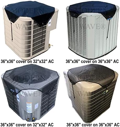 MODERN WAVE - 2 (Two) Central Air Conditioner Covers for Outside Units 36 x 36 inch - 1 (One) Top Universal Mesh Cover and 1 (One) Winter Waterproof