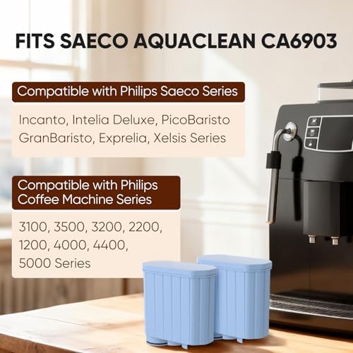 PUREPLUS Coffee Filter Compatible with Philips AquaClean CA6903, Saeco Espresso Machines – High-Grade Resin & Coconut Carbon – Up to 5