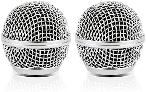 AUEAR, 2 Pack Microphone Grill Grille Ball Head Replace for SM58 BETA58 SM58LC SA-M30 SV100 RK143G Pgx2 Slx2
