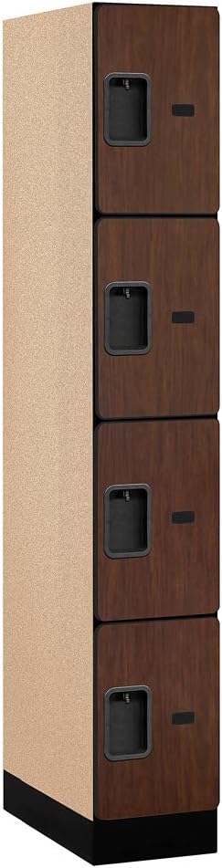 Salsbury Industries Four Tier Designer Wood Locker, Mahogany, 6' 3" x 18"